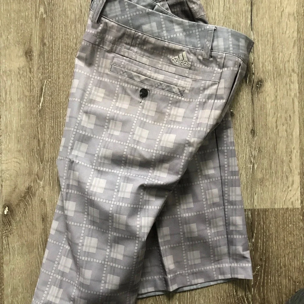 Adidas Men's Climalite Gray Plaid Golf Athleisure‎ Shorts Sz 34